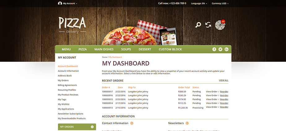 Pizza - Responsive Magento Theme