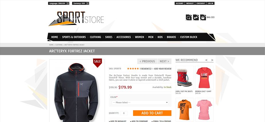 Sport 1 - Responsive Magento Theme